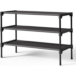 Black Stackable Shoe Rack Organizer Shelf for Closet Entryway Garage Storage